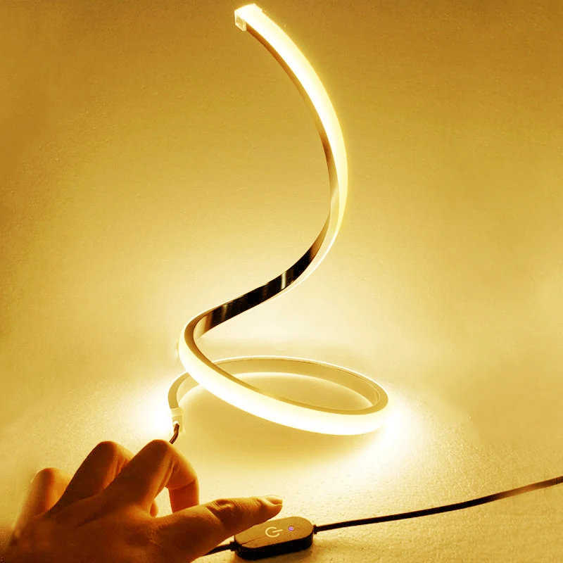 

Modern EU/US Plug LED Spiral Bedside Table Lamp Home Living Room Bedroom Eye Protective Desk Night Light