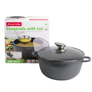 

Pan 24*11,5cm of die-cast aluminum with non-stick coating "granite" and glass lid Kamille, kml-4425