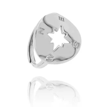 

Silver Ring 925 Sterling m wind rose adjustable lodestar cardinal points [AC1472]