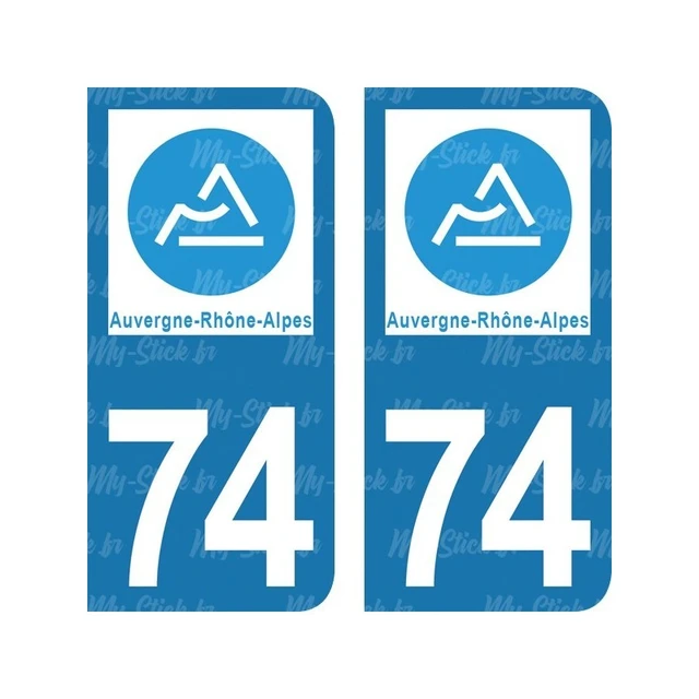 autocollant plaque immatriculation département 74 de la Haute-Savoie  Auvergne-Rhône-Alpes pour voiture en fond bleu ou noir - AliExpress