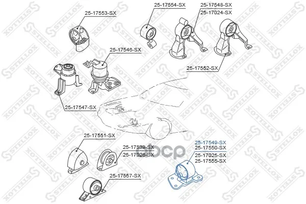 25-17549-Sx_подушка Двигателя Левая! Mitsubishi Lancer Cs 2000-2009 Stellox 2517549sx Stellox арт. 2517549SX