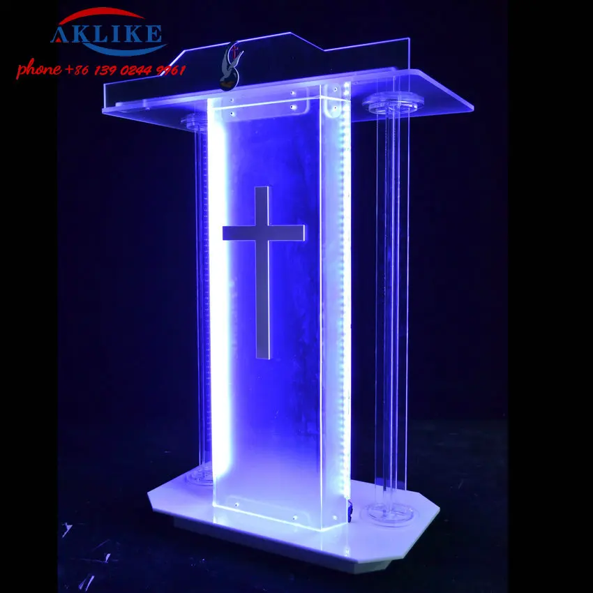AKLIKE Modern Podium Lectern Acrylic Church Pulpit With Led Christian Pulpit Wedding Event Dais