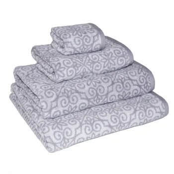 

Bath towel gray with drawing 100% cotton