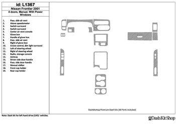 

Interior lining for Nissan Frontier 2001-2001. Set L1367.