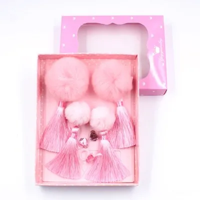 Детский зимний шарик из кроличьей шерсти, украшение для волос, Набор подарочных коробок для девочек, с новогодним китайским ретро-заколкой для волос - Цвет: R