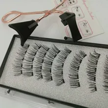 Pestañas postizas magnéticas 3D, 5 imanes, 4 pares, hechas a mano, naturales, de visón Artificial, con pinzas