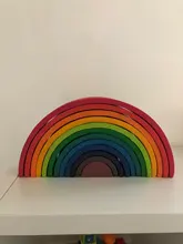 Juguetes de madera en 3D DIY para niños, arcoíris, bloques de construcción, apilador de gran tamaño, creativo, Montessori, juguetes educativos