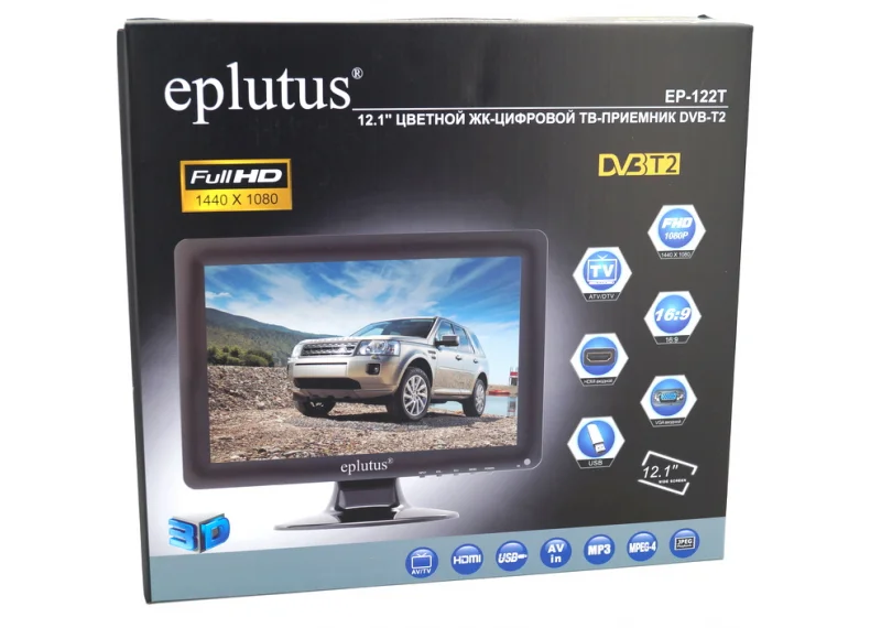 Автомобильный телевизор Eplutus EP-122T 1440x1080 HDMI кран 12.1 дюйм VGA аналоговое/цифровое телевидение DVB-T/DVB-T2