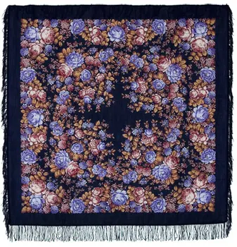 

Pavlovo Posad scarf with wool fringe 146x146 1458-14 "flower fairy tale", View 14
