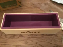 Jabón Rectangular molde Flexible de silicona molde para el pan con caja de madera para casera de proceso en frío, de 1200g