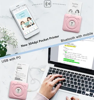 GOOJPRT-impresora portátil de Fotos inalámbrica de bolsillo, Bluetooth, impresión térmica de teléfonos inteligentes, conexión USB
