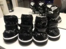 4 unids/set zapatos para perros de invierno de perro caliente botas de nieve zapatos de cuero de la PU para perros pequeños perros Chihuahua impermeable antideslizante cachorro para mascotas zapatos