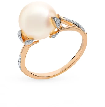 

Gold ring with pearls and diamonds sunlight sample 585