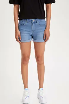 

DeFacto Woman Summer Blue Denim Shorts Women Casual Fit Mini Denim Jeans Women Short Jeans Short-I7910AZ19SM