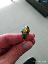 Joyería de estilo Retro dorado para mujer, anillo pintado a mano con aceite, joyería