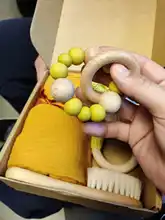 Lets Make-juguete de baño para bebé, Manta de algodón de doble cara, sonajero de madera, pulsera, juguetes de ganchillo, productos de regalo de baño para niño