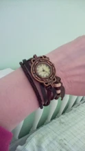 Relojes de pulsera Vintage para mujer y niña, pulsera con hoja, brazalete de cuero colgante, regalo