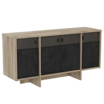 

Dresser cabinet Sagel Salon 4 Doors Ndustrial Style Silk Printing Glass 142x42 cm