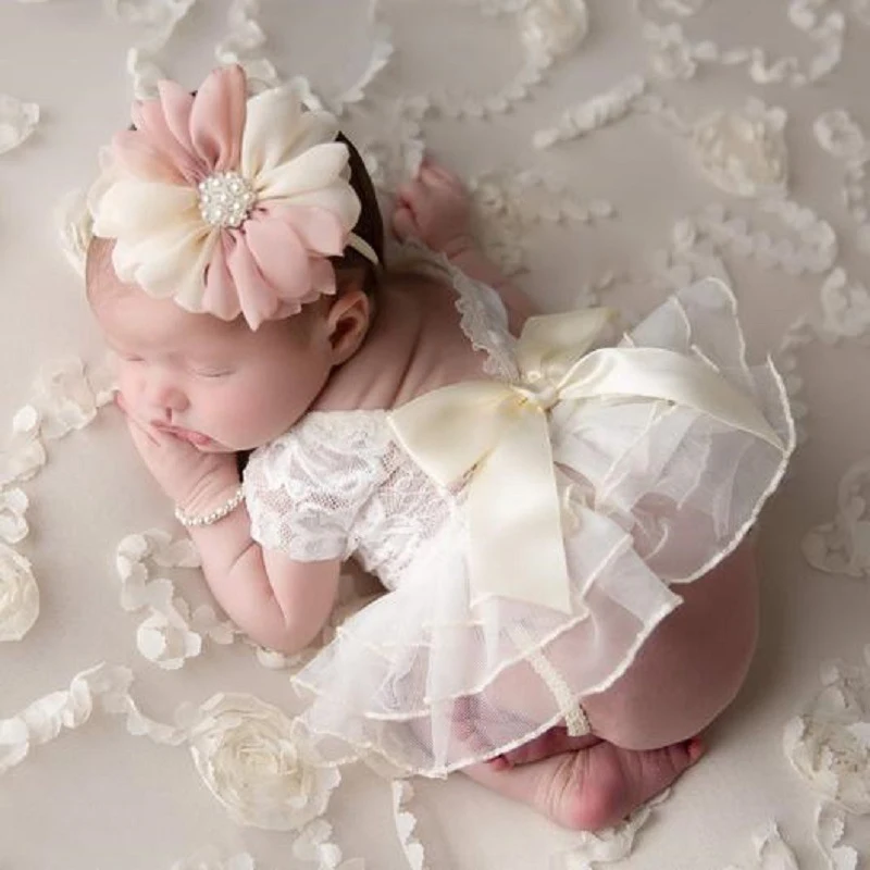 

Dress Costume + Headband Sets For Newborn Photography Props New Born Photo Shoot Infant Outfit Baby Girl Clothes Accessories