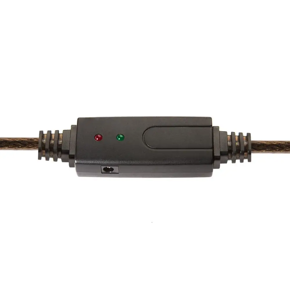 Greenconnect Кабель активный 15.0m USB 2.0, AM/BM, черно-прозрачный, с активным усилителем сигнала, разъём для доп.питания, 24/2