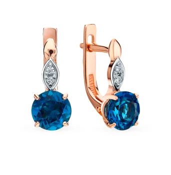 

Gold earrings with Topaz and cubic zirconia sunlight sample 585 test