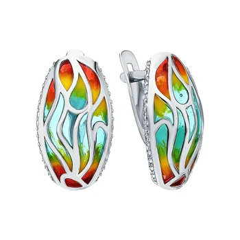 

Silver earrings with enamel and cubic zirconium sunlight sample 925