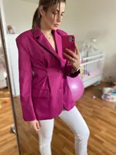 Pink Blazer Clothing TWOTWINSTYLE Coat Women Long-Sleeve Black High-Waisted Fashion Female