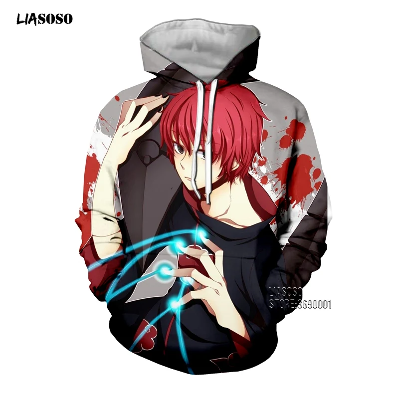 LIASOSO, 3D принт, унисекс, аниме, Наруто, Akatsuki, Учиха Итачи, деидара, боль, Сасори, повседневные толстовки с капюшоном, толстовка, топы, X2646