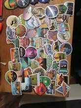 Pegatinas de paisaje para acampar, pegatinas de aventura al aire libre, escalada, viaje, pegatinas impermeables para maleta, portátil, casco de bicicleta, coche, 50 Uds.