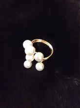 Anillo chapado en oro para mujer, elegante perla de imitación, anillos de apertura ajustables