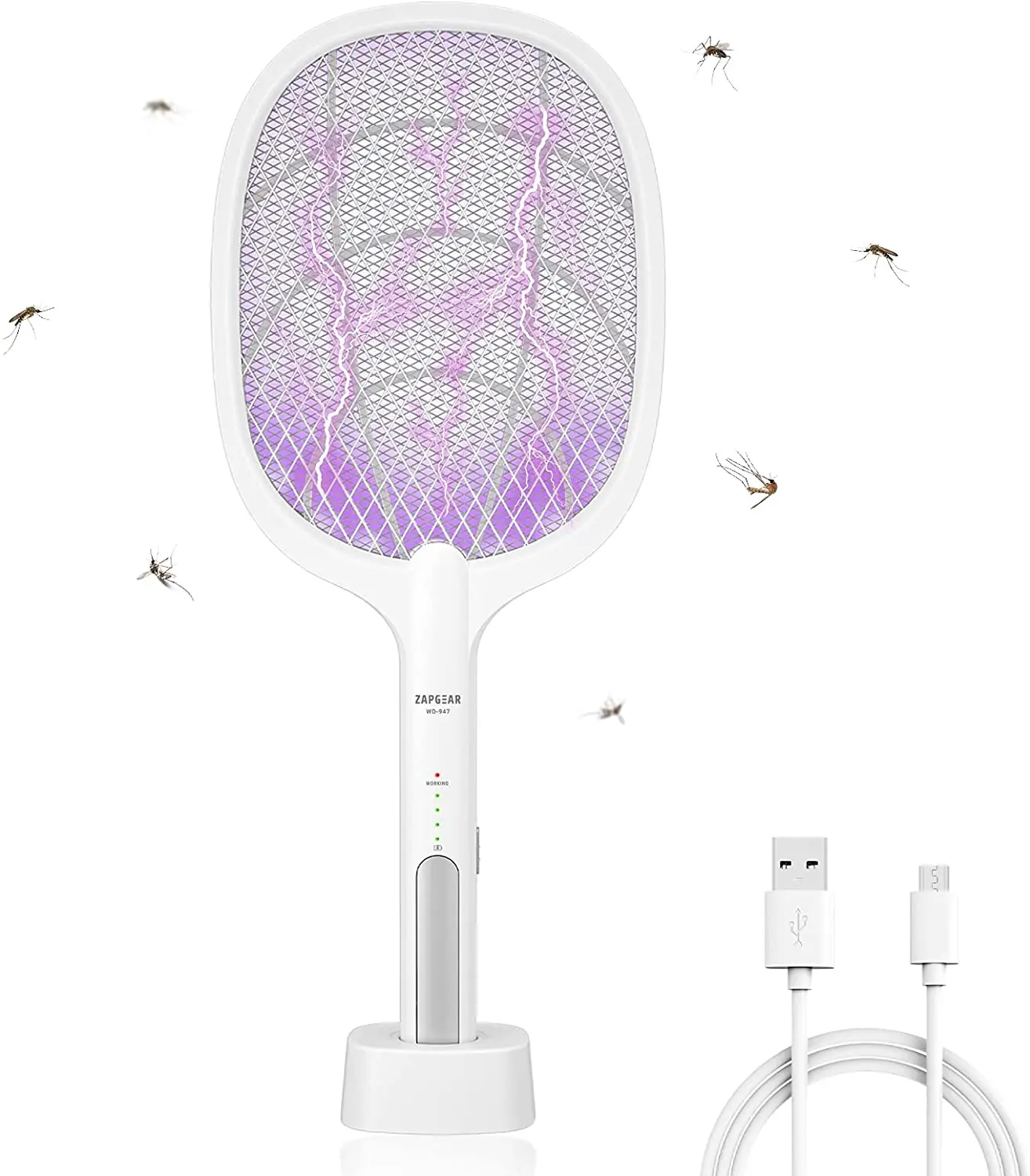 Bug Zapper Mosquito Killer Ricaricabile 3000Volt Elettrico Fly Swatter E Bug Zapper Racchetta, Palmare Fly Zapper Per Casa Ed Esterno
