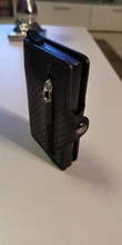 Tarjetero de Metal RFID con botón para hombre, Cartera de fibra de carbono con protección, delgada, antirrobo, 2021