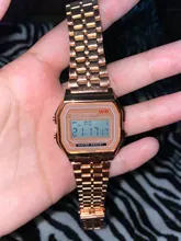 Reloj Digital de lujo de oro rosa para mujer, pulsera electrónica LED de acero ultrafino, luminoso