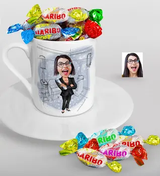 

Personalized Women 'S Underwear Architect Caricature Of Turkish Coffee cup And Haribo Candy Gift Seti-1