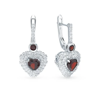 

Silver earrings with cubic zirconia and Garnet sunlight sample 925