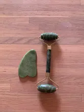 Gua Sha-Rodillo de piedra de jade para masaje facial, rodillo estiramiento piel cuello, doble cabezal, relajación de la piel, piedra de jade natural