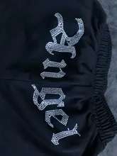 DEWADBOW primavera otoño 2021 mujeres de moda Pantalones largos Harem Angel Rihnstone Beadings suave transpirable Stretch pantalones de chándal Bottoms