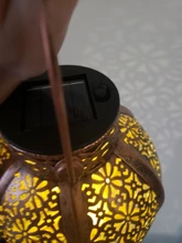 Solar-Lanterns Garden-Lights-Decor Fence Handle Hanging Tree Patio Bronze Retro Hollow