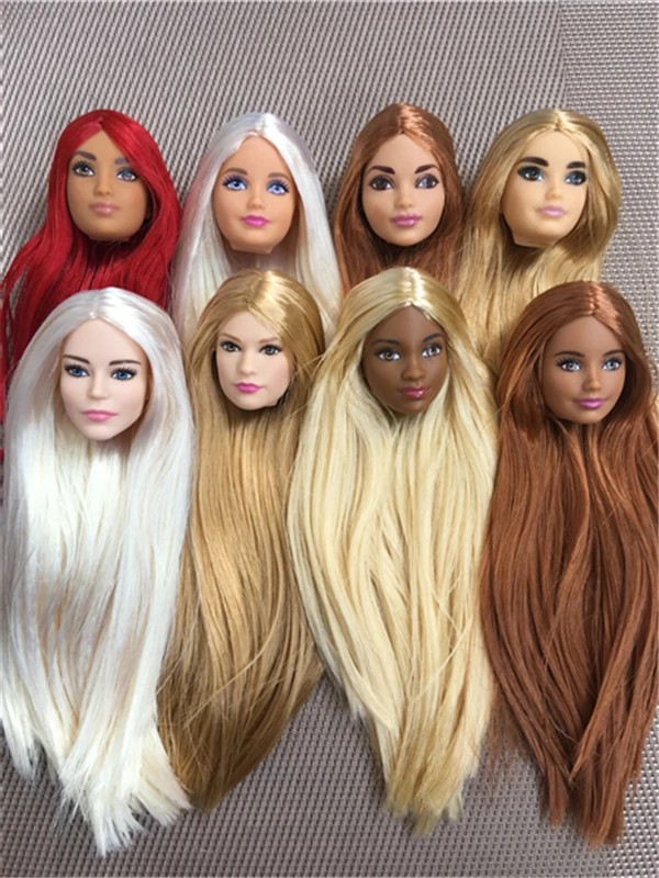 Raro coleção cabeças de boneca preto pérola colorido cabelo longo versão limitada cabeças de boneca branco preto senhora boneca peças namorada presente