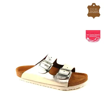 

Forelli Women Genuine Leather Silver Slippers 23203 Made in Turkey Sneaker Slipper Sandal Anatomical Shoes Expert