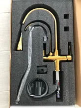 Quyanre-grúa filtrada para cocina, grifo con filtro de agua de rotación 360, mezclador de fregadero de tres vías, color negro mate