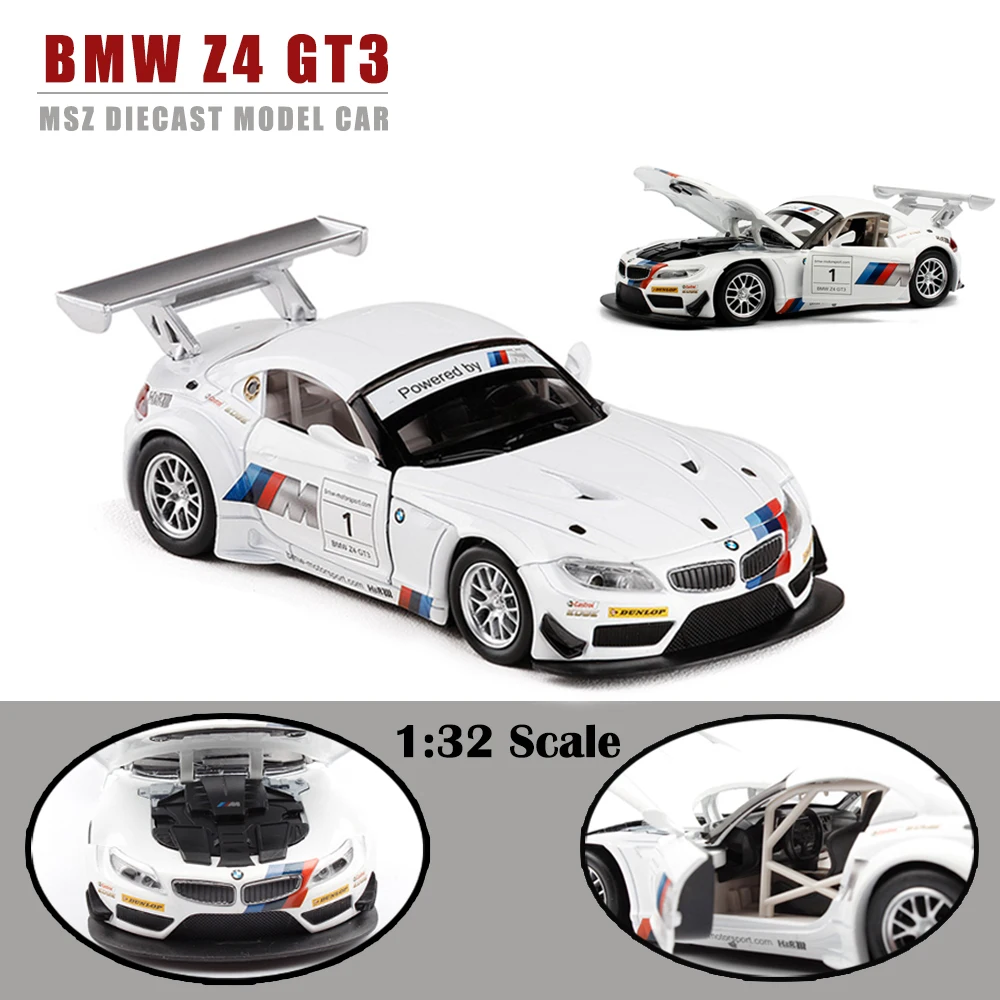 

MSZ 1:32 Scale BMW Diecast Alloy Miniatura Models Racing Car Pull Back Openable Doors Sound Light Toys For Kid Boy Free Shipping