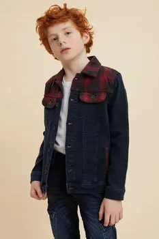 

DeFacto Boy's Spring Denim Jacket Boy's Spring Black Denim Coats Boys' Patchwork Cool Denim Coat Jacket-M6261A620SP