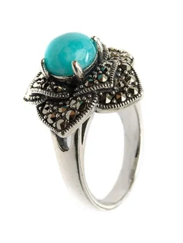 

Yuk markazit ring with amazonites and marcasites of silver