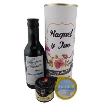 

6 pcs/customized with easy open tin with red wine aged Marquis de Carrión, fashion cream cheese blue and marmalade