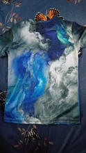 Estilo de tinta-Camiseta con estampado 3D de nube para hombre, camisetas informales, camisa de cuello redondo de talla grande, ropa de calle de verano