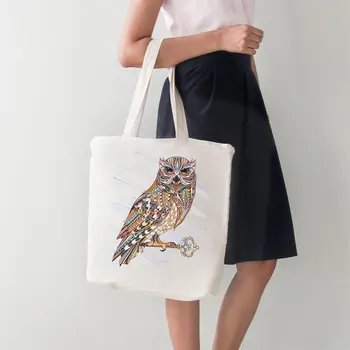 

Angemiel Bag Pink Blue Yellow Tone Owl Big Shopping Beach Tote Bag