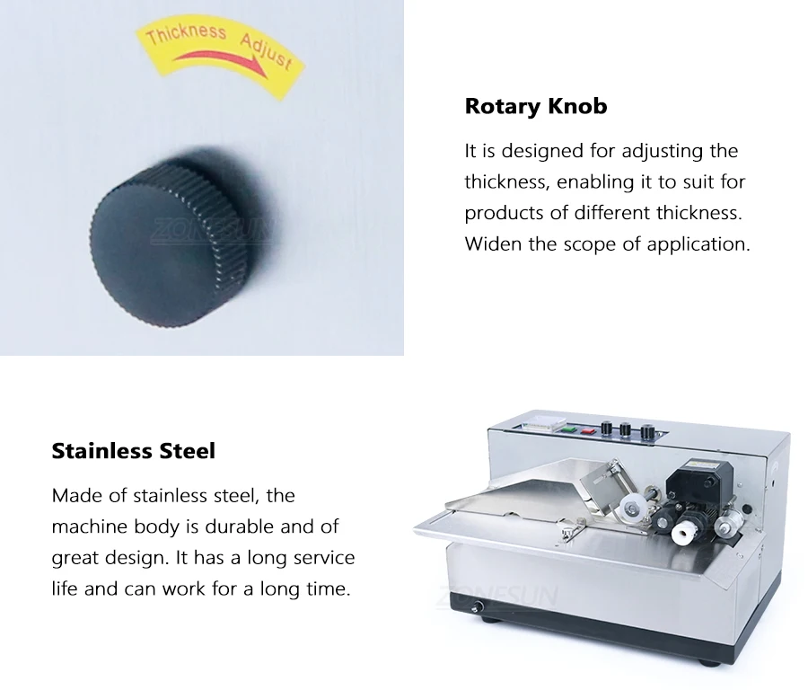 Máquina codificadora de rollo de tinta sólida ZONESUN MY-380F