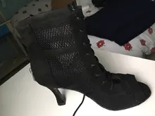 Ailove Social baile botas deportes de interior zapatos profesionales Latina Salsa de encaje sandalias superficie de red hueco tacones S68