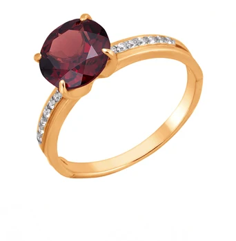 

Gold ring with cubic zirconia and Garnet sunlight